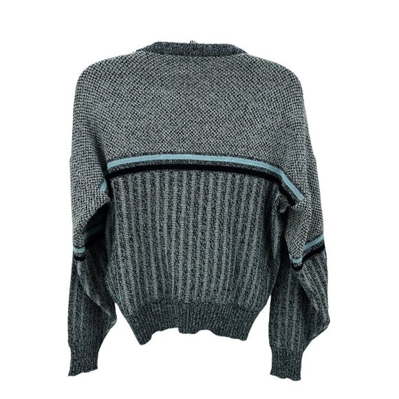 Vintage Weekends Retro Blue Black Knit Grandpa Sweater Mens Large - Picture 3 of 6